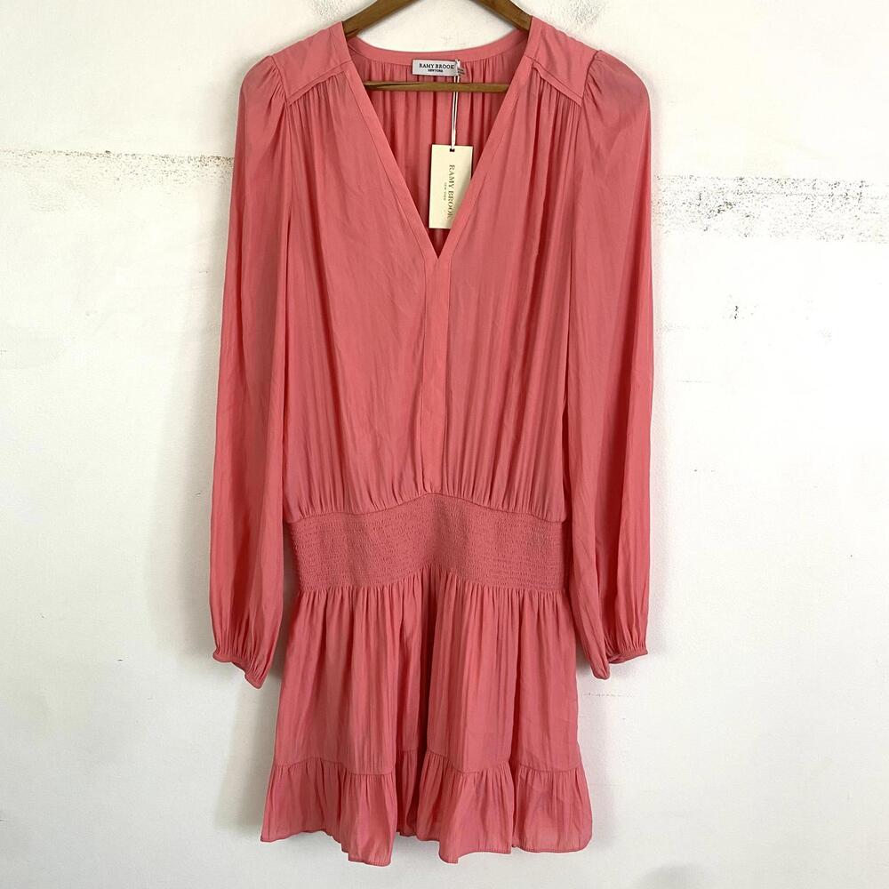 RAMY BROOK christie long sleeve mini dress in rose sz M - Picture 2 of 7